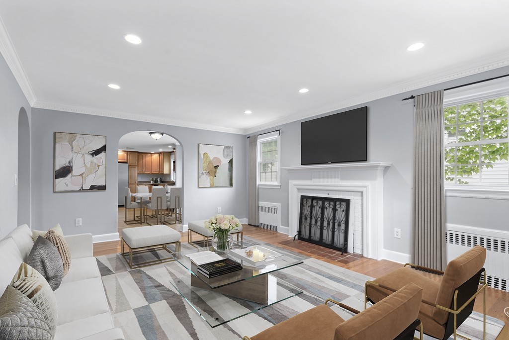 Living room with fireplace