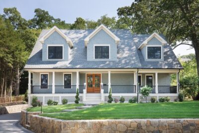 Front exterior of 165 Berkeley St Newton home with porch