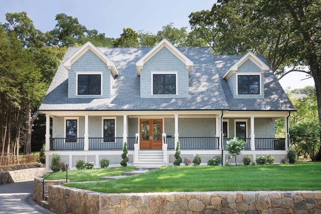 Front exterior of 165 Berkeley St Newton home with porch