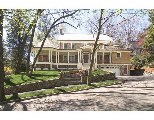 Exterior of shingle-style Colonial at 20 Eliot Memorial Road, Newton